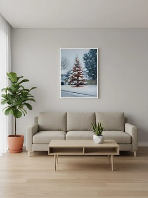 Vibrant Holiday Watercolor enhancing art for living room decor.