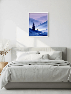 Violet Landscape Painting as wall art for bedroom. Adds serene blues.