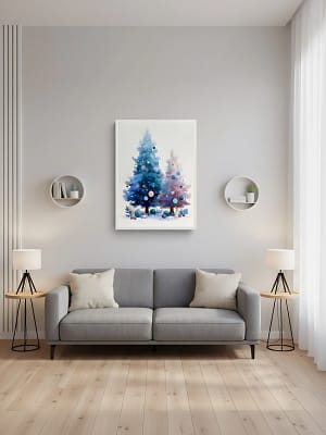 Whimsical Christmas Art enhancing the festive art for living room decor.