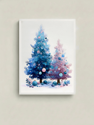 Captivating Pink and Blue Christmas Trees - Whimsical Christmas Art & Festive Decor