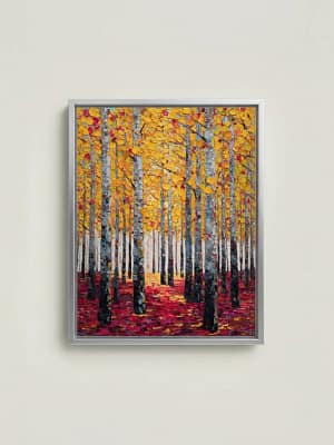Stunning Autumn Forest Oil Painting and Birch Tree Art for Home