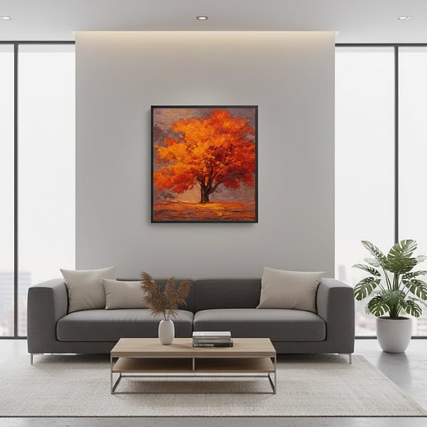 Dreamy Autumn Golden Tree Oil Painting “Autumn’s Golden Ode”