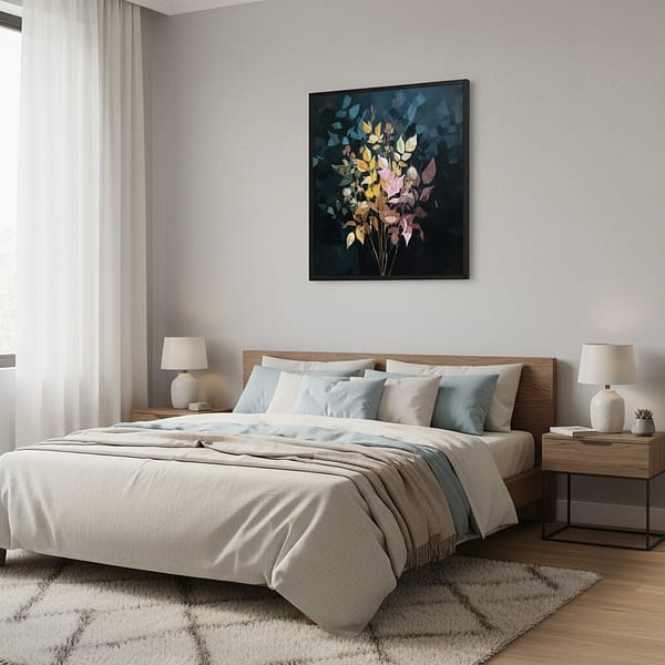 Stunning Abstract Dried Flower Autumn Leaf Oil Painting: "Autumn Whispers"