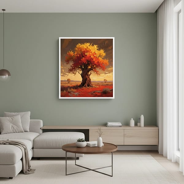 Stunning Autumn Golden Crown Tree Oil Painting: "Golden Crown of Autumn"