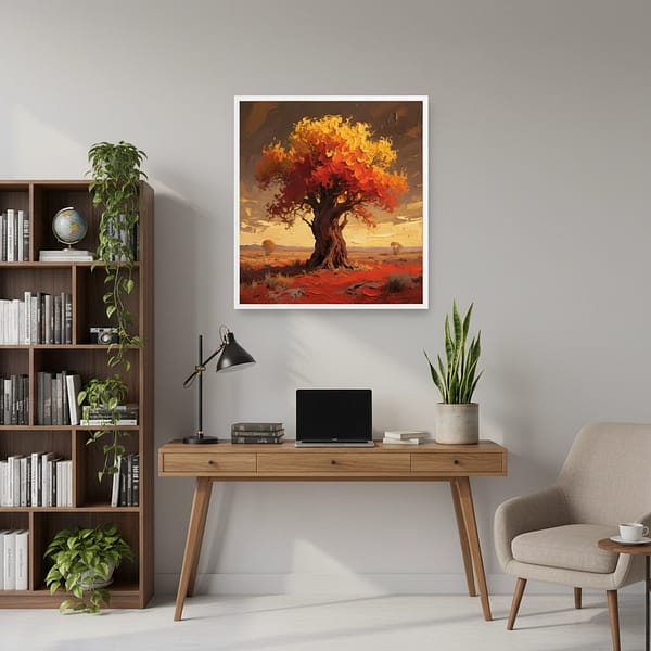 Stunning Autumn Golden Crown Tree Oil Painting: "Golden Crown of Autumn"