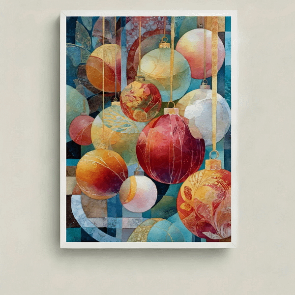 Exquisite Abstract Christmas Decor of hanging ornaments, main product view.