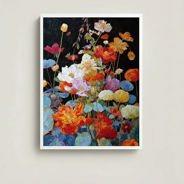 Vibrant Floral Abstract Oil Painting