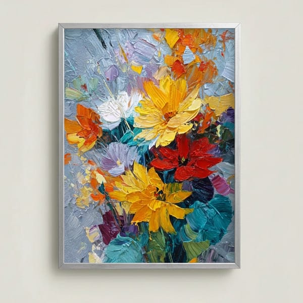 Modern Vibrant Flower Oil Painting