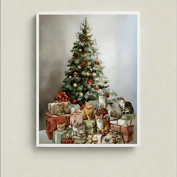 Stunning Christmas Tree Painting - Art for Living Room Scene.