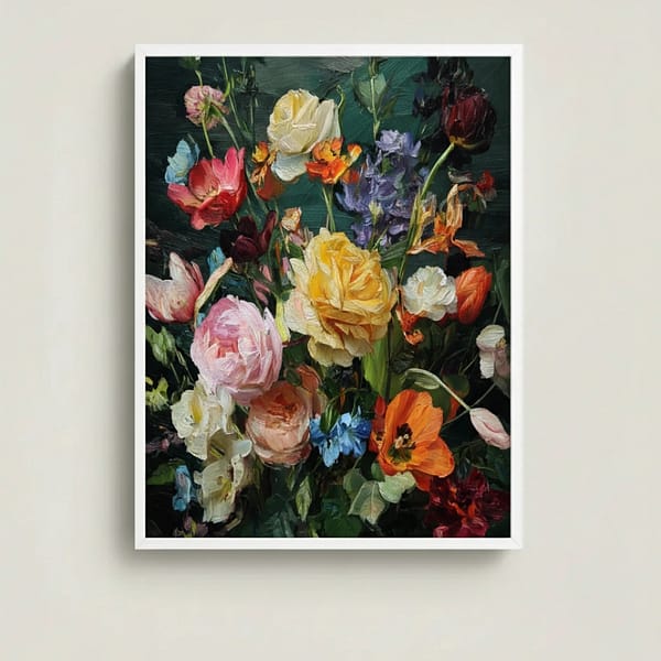 Symphony of Spring - Vibrant flower painting (flower paintings) in oil. Ideal painting art.