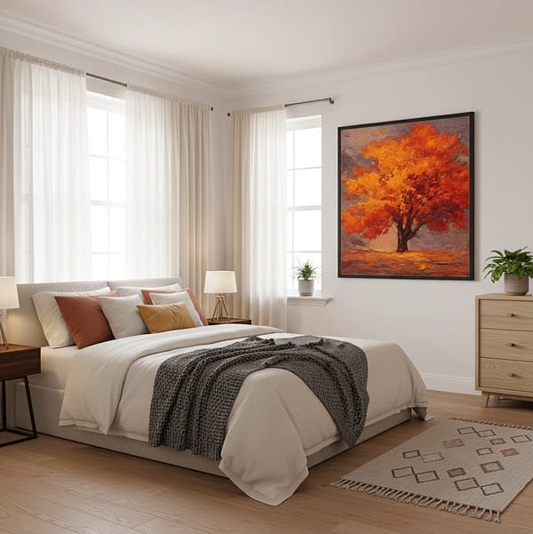 Dreamy Autumn Golden Tree Oil Painting “Autumn’s Golden Ode”