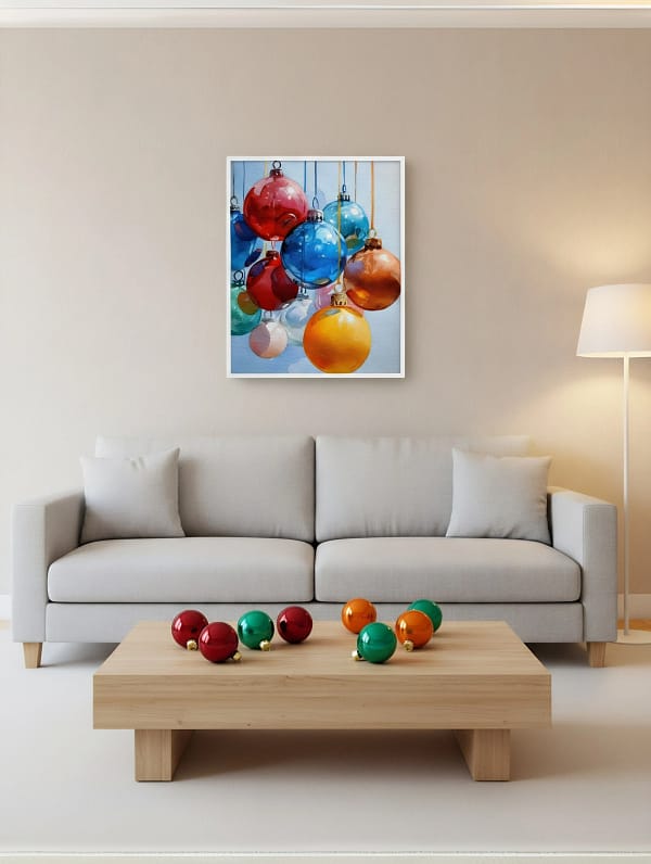 Vibrant Christmas Ornaments Art: Watercolor Paintings Decor