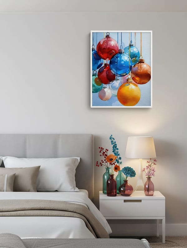 Vibrant Christmas Ornaments Art: Watercolor Paintings Decor