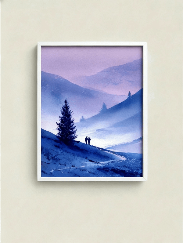Serene Violet Landscape Painting: Art for Wall Decor