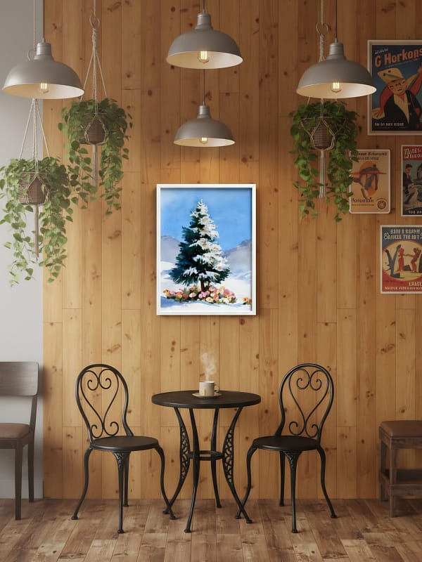 Stunning Flower Tree in Snow - Original Watercolor Art & Flower Wall Art