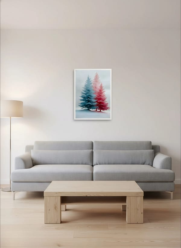 Stunning Two Tone Winter Pines - Duotone Watercolor & Modern Wall Decor
