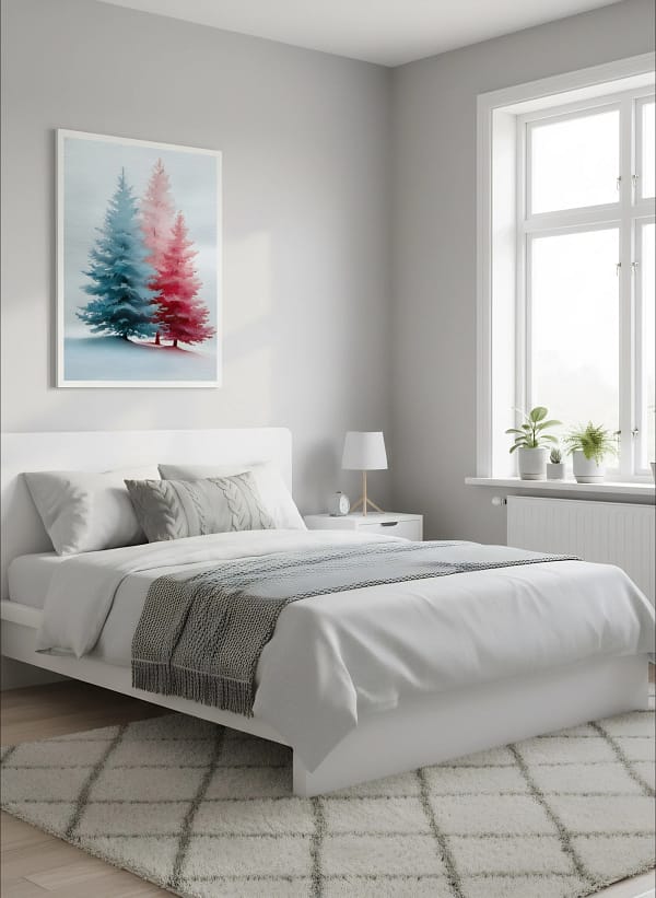 Stunning Two Tone Winter Pines - Duotone Watercolor & Modern Wall Decor