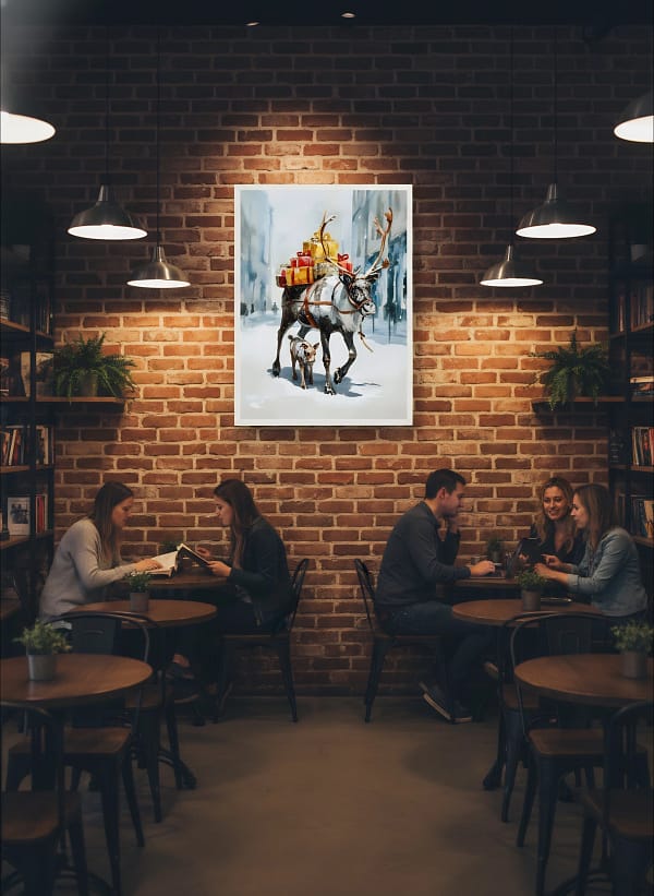 Magical Festive Reindeer Watercolor: Christmas Animal Art Decor