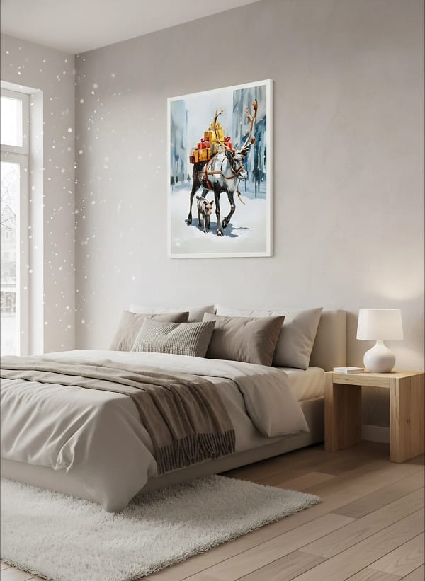 Magical Festive Reindeer Watercolor: Christmas Animal Art Decor