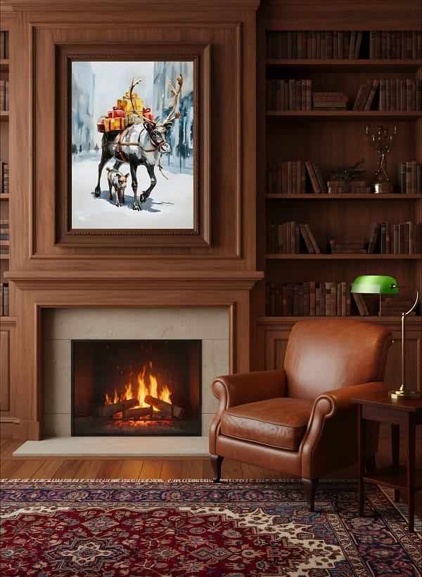 Magical Festive Reindeer Watercolor: Christmas Animal Art Decor