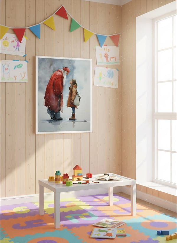 Heartwarming Santa Watercolor Art: Math Art for the Holidays