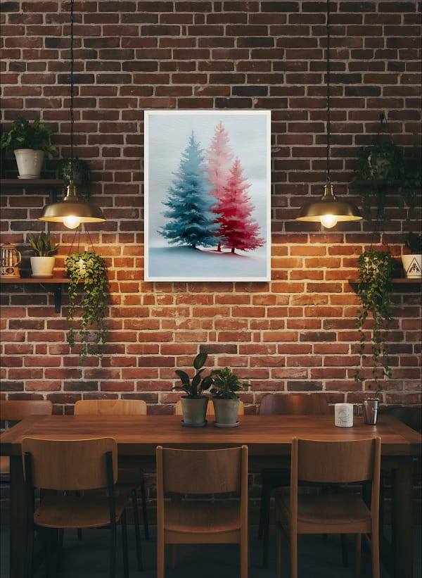 Stunning Two Tone Winter Pines - Duotone Watercolor & Modern Wall Decor