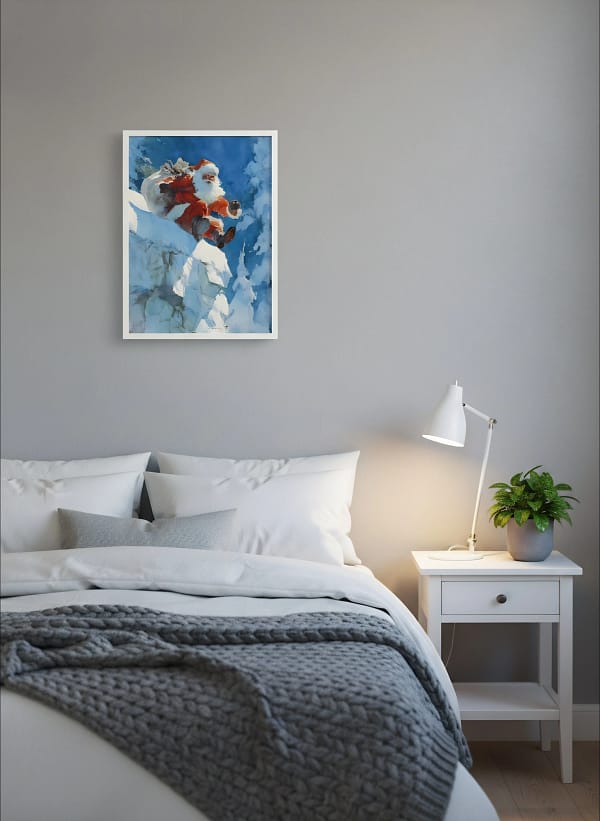 Santa Sliding Down Snow - Creative Art Ideas & Wall Art for Bedroom