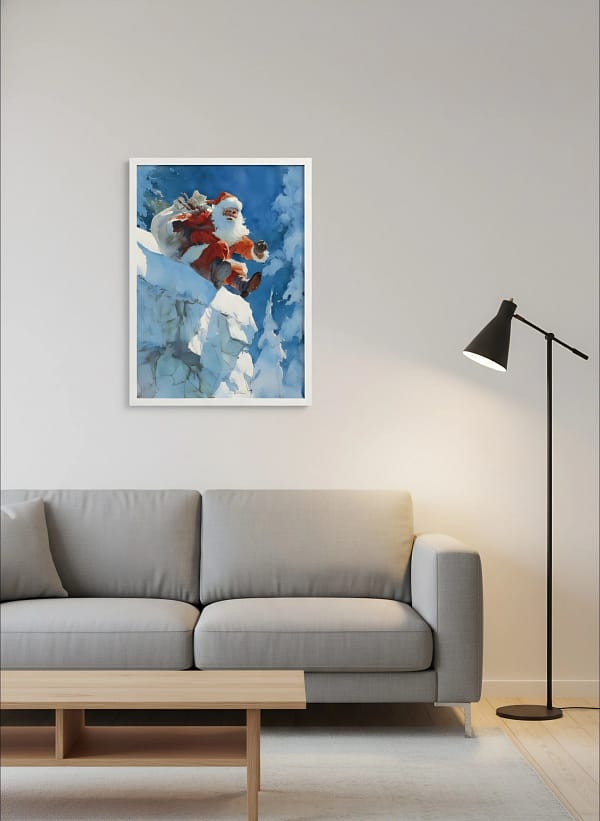 Santa Sliding Down Snow - Creative Art Ideas & Wall Art for Bedroom