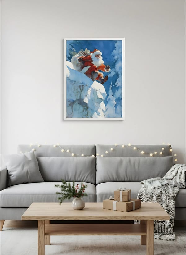 Santa Sliding Down Snow - Creative Art Ideas & Wall Art for Bedroom