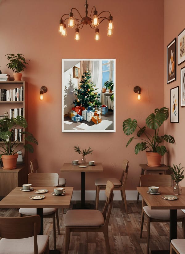 Radiant Sunlit Christmas Corner - Sunlit Interior Art & Light and Shadow Decor
