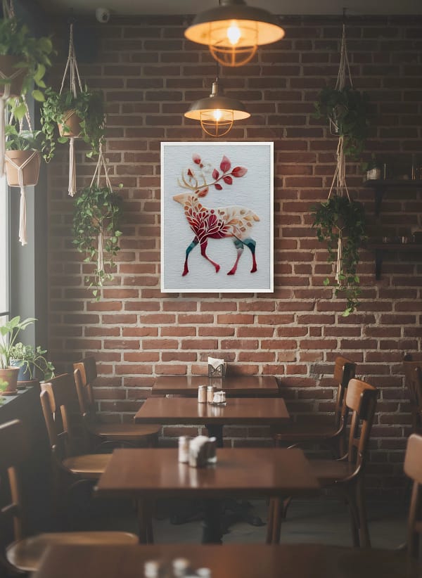 Artistic Floral Silhouette Deer - Botanical Deer Art & Unique Wall Decor