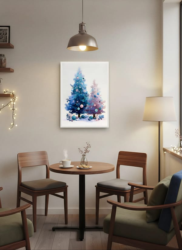 Captivating Pink and Blue Christmas Trees - Whimsical Christmas Art & Festive Decor
