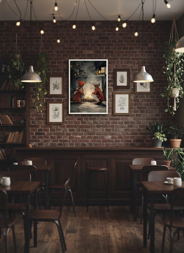 Cozy Firelight Children - Fireplace Art Decor & Warm Winter Scene