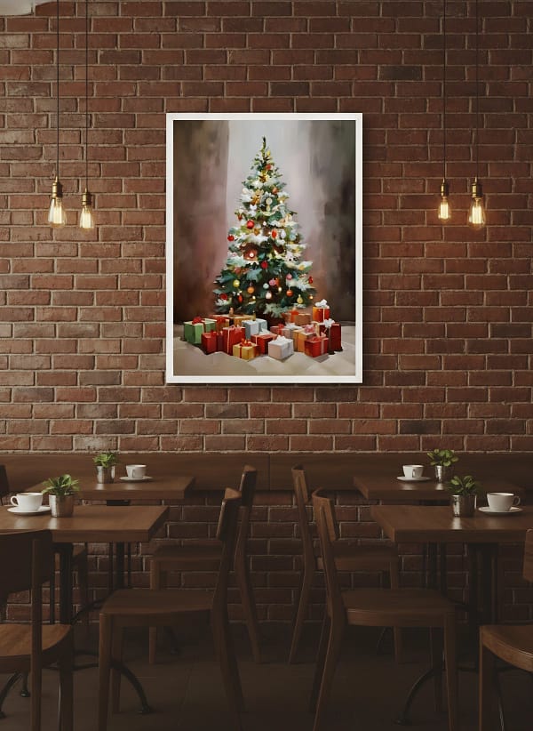 Intense High Contrast Christmas Tree - Dark Contrast Watercolor & Atmospheric Decor