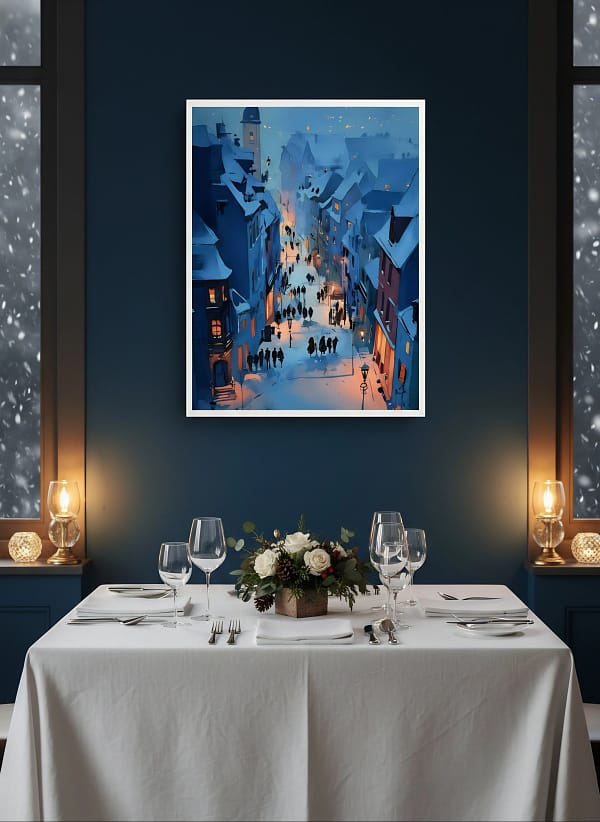 Stunning City Street Painting: Art Nouveau Decor