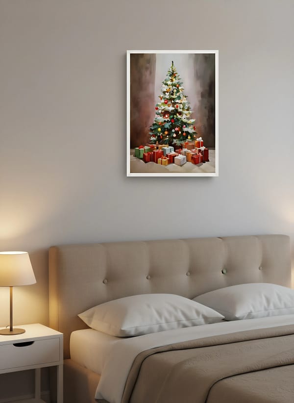 Intense High Contrast Christmas Tree - Dark Contrast Watercolor & Atmospheric Decor