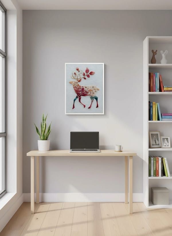 Artistic Floral Silhouette Deer - Botanical Deer Art & Unique Wall Decor