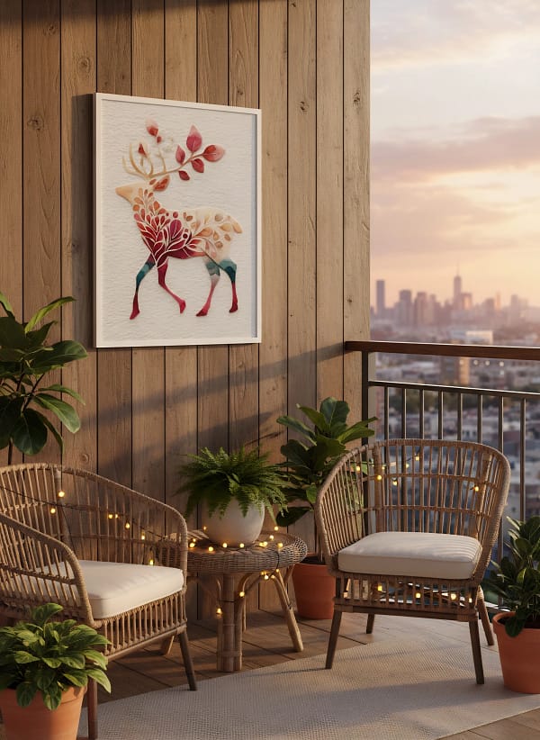Artistic Floral Silhouette Deer - Botanical Deer Art & Unique Wall Decor
