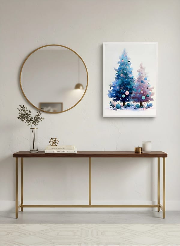 Captivating Pink and Blue Christmas Trees - Whimsical Christmas Art & Festive Decor