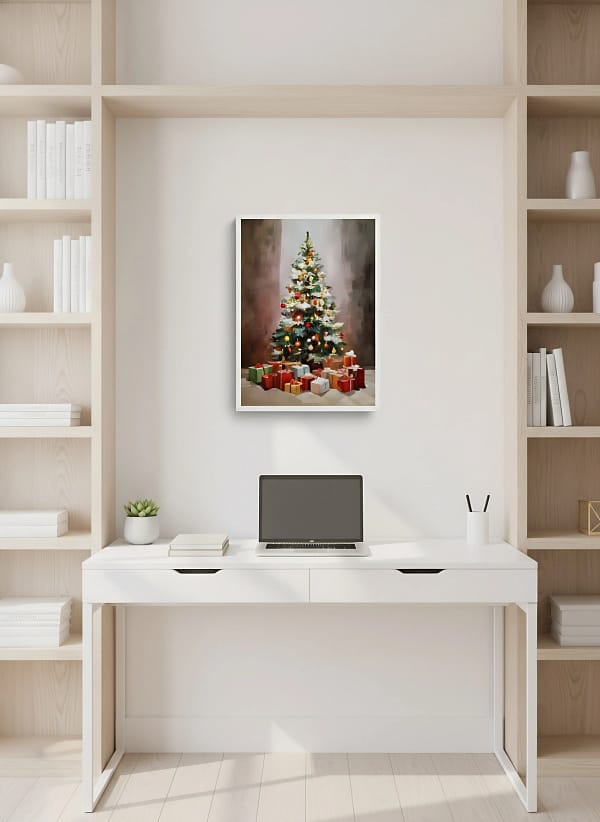 Intense High Contrast Christmas Tree - Dark Contrast Watercolor & Atmospheric Decor