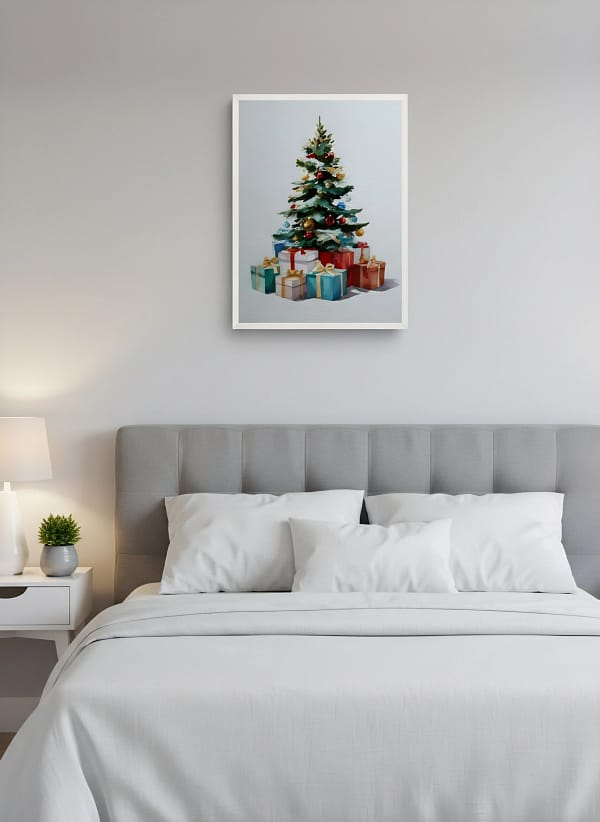 Classic Christmas Tree and Gifts - Classic Christmas Decor & Traditional Holiday Art