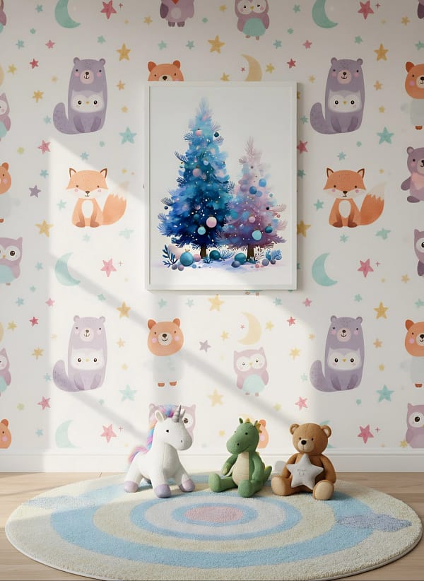 Captivating Pink and Blue Christmas Trees - Whimsical Christmas Art & Festive Decor