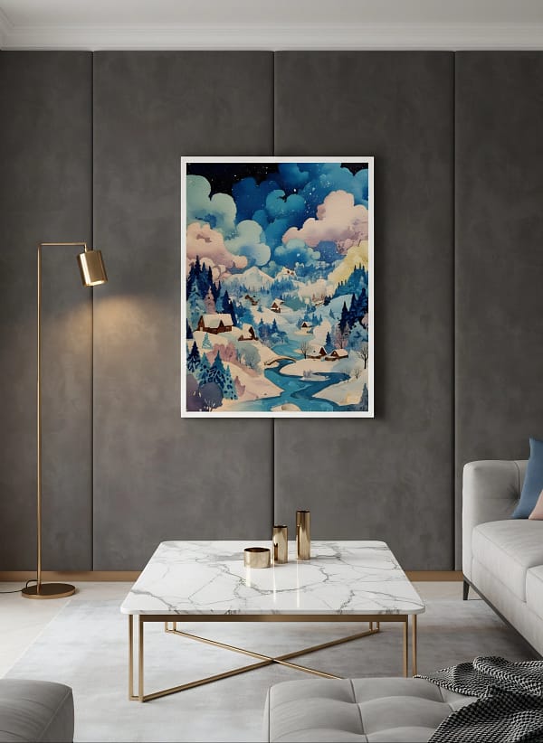 Dreamy Scenic Village Art: Contemporary Wall Art for the Lounge Room