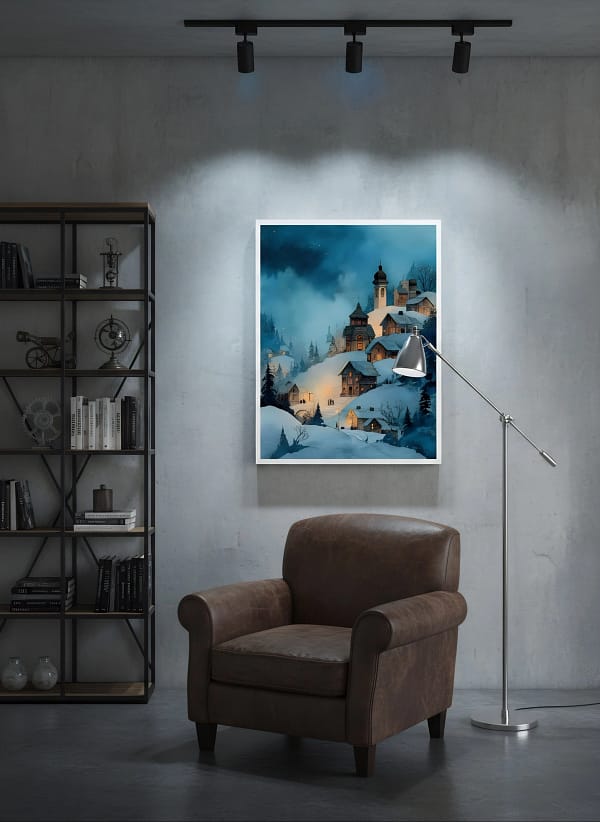 Enchanting Village Painting: Cool Wall Art for Dining Room Decor