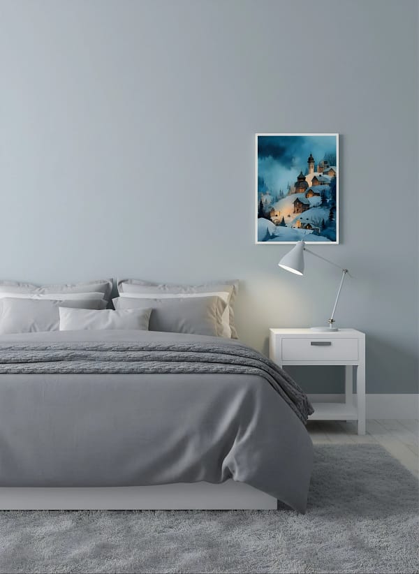 Enchanting Village Painting: Cool Wall Art for Dining Room Decor