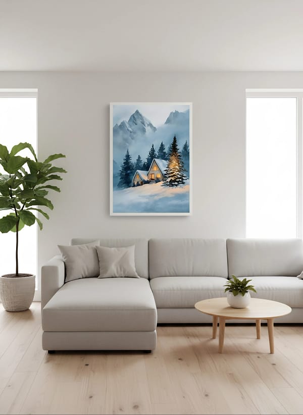 Stunning Cozy Winter Cabin - Cozy Cabin Decor & Snowy Landscape Art