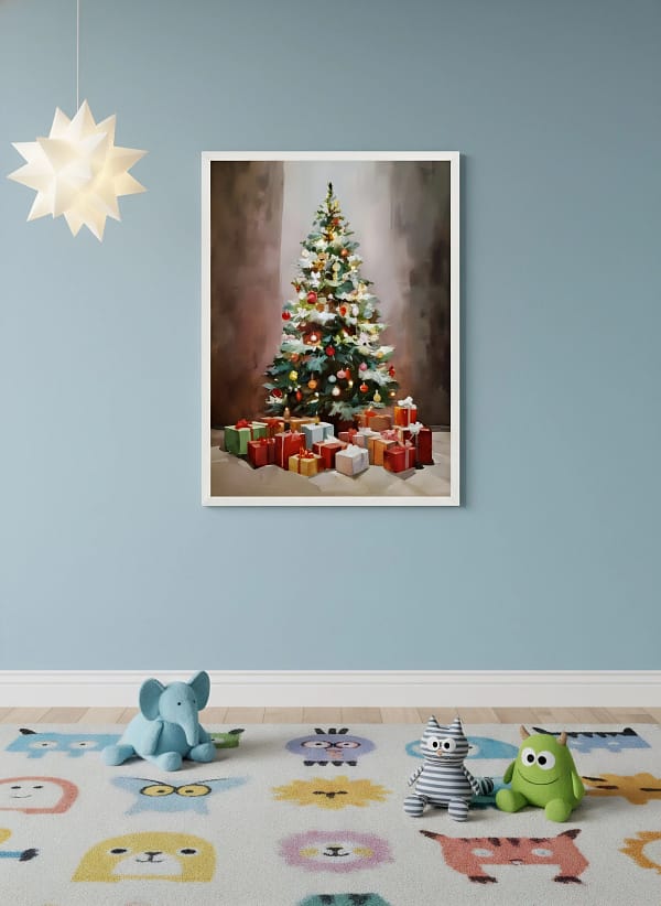 Intense High Contrast Christmas Tree - Dark Contrast Watercolor & Atmospheric Decor