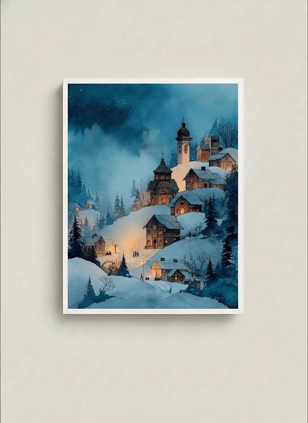 Enchanting Village Painting: Cool Wall Art for Dining Room Decor