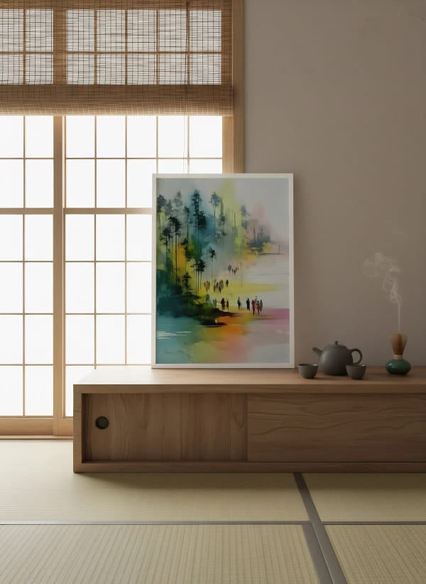 Dynamic Abstract Crowd in Forest - Expressive Abstract Art & Modern Color Decor