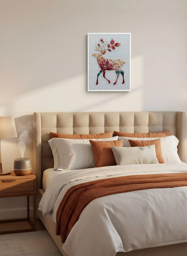 Artistic Floral Silhouette Deer - Botanical Deer Art & Unique Wall Decor